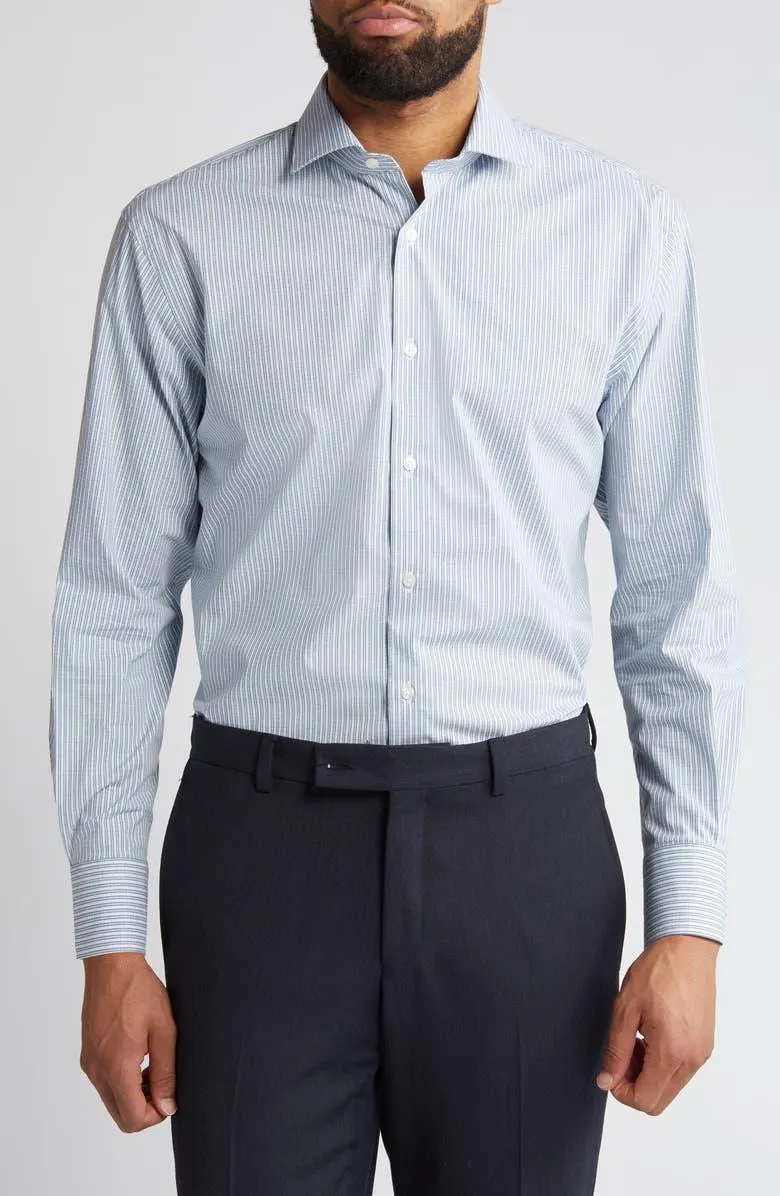 Tech-Smart Traditional Fit Stripe Performance Dress Shirt