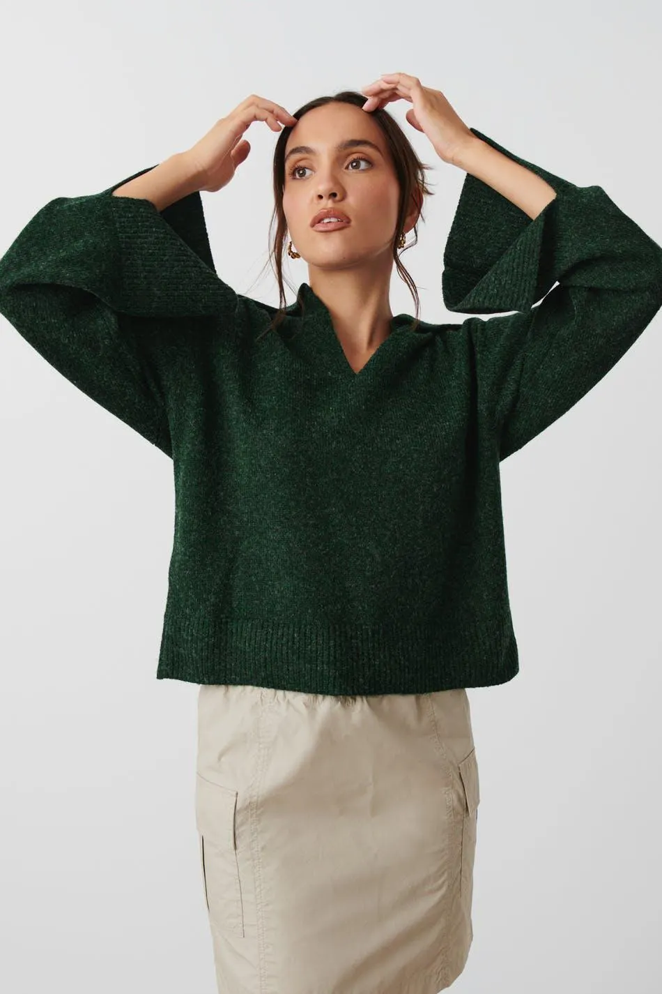 V-neck knitted sweater