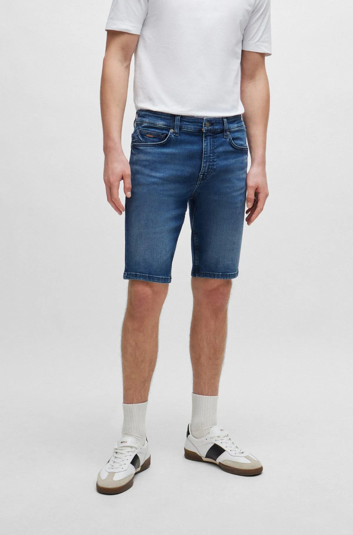 Slim-fit shorts in blue soft-motion denim