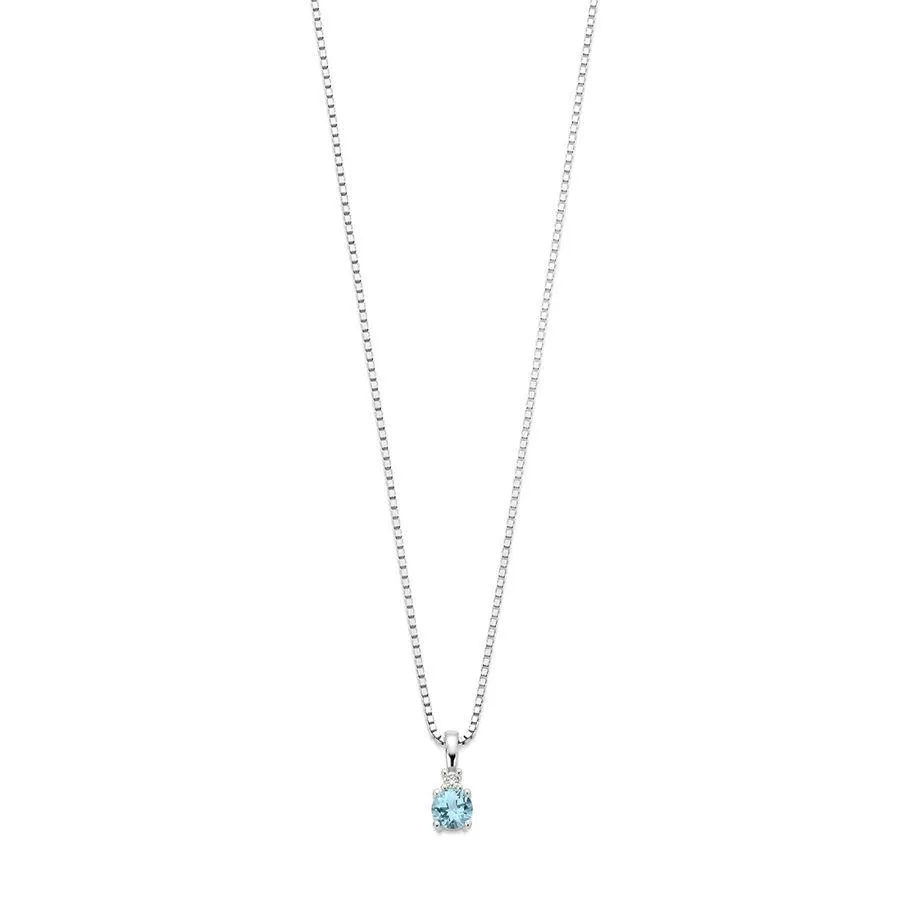 Halssmykke Blå Topas 375 Hvitt Gull