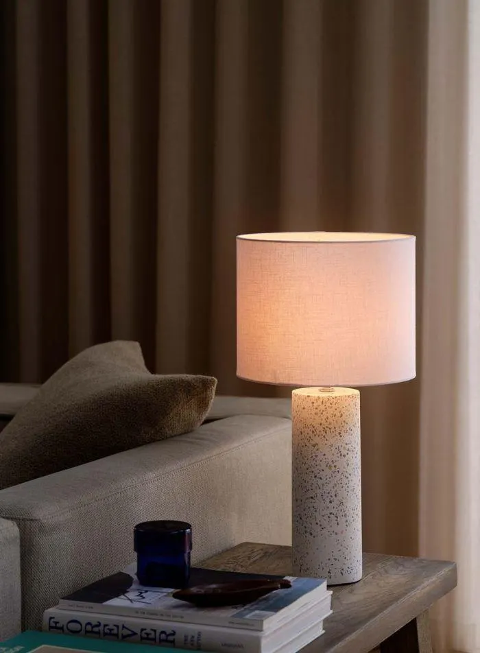 Antiga bordlampe m/skjerm H50 - terrazzo