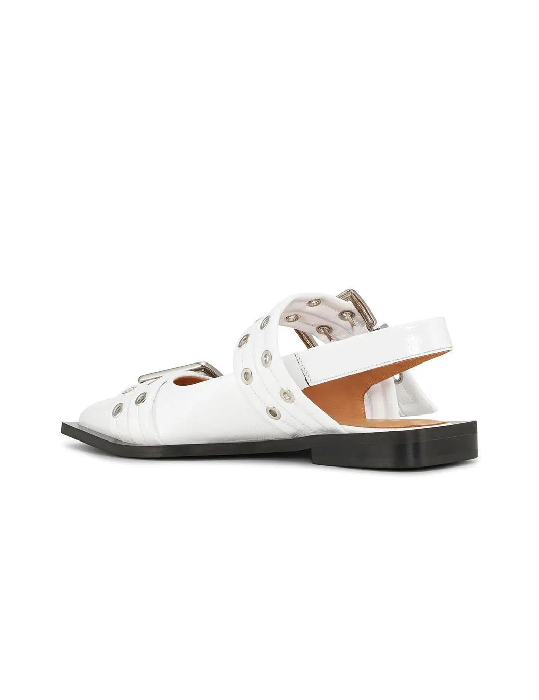 Wide Welt Buckle Ballerinas Egret