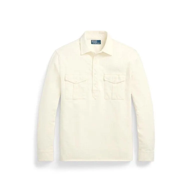 Jacquard-Knit Popover Workshirt – Off-White