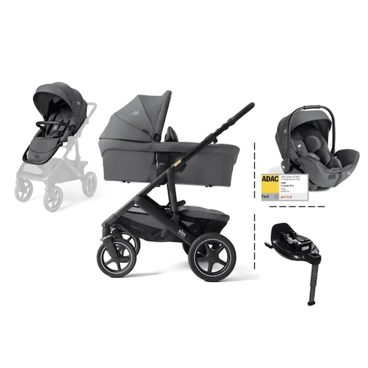 Joie Signature | Vinca Kombivogn + I-Level Pro bilstol & Base 360 | Ebony