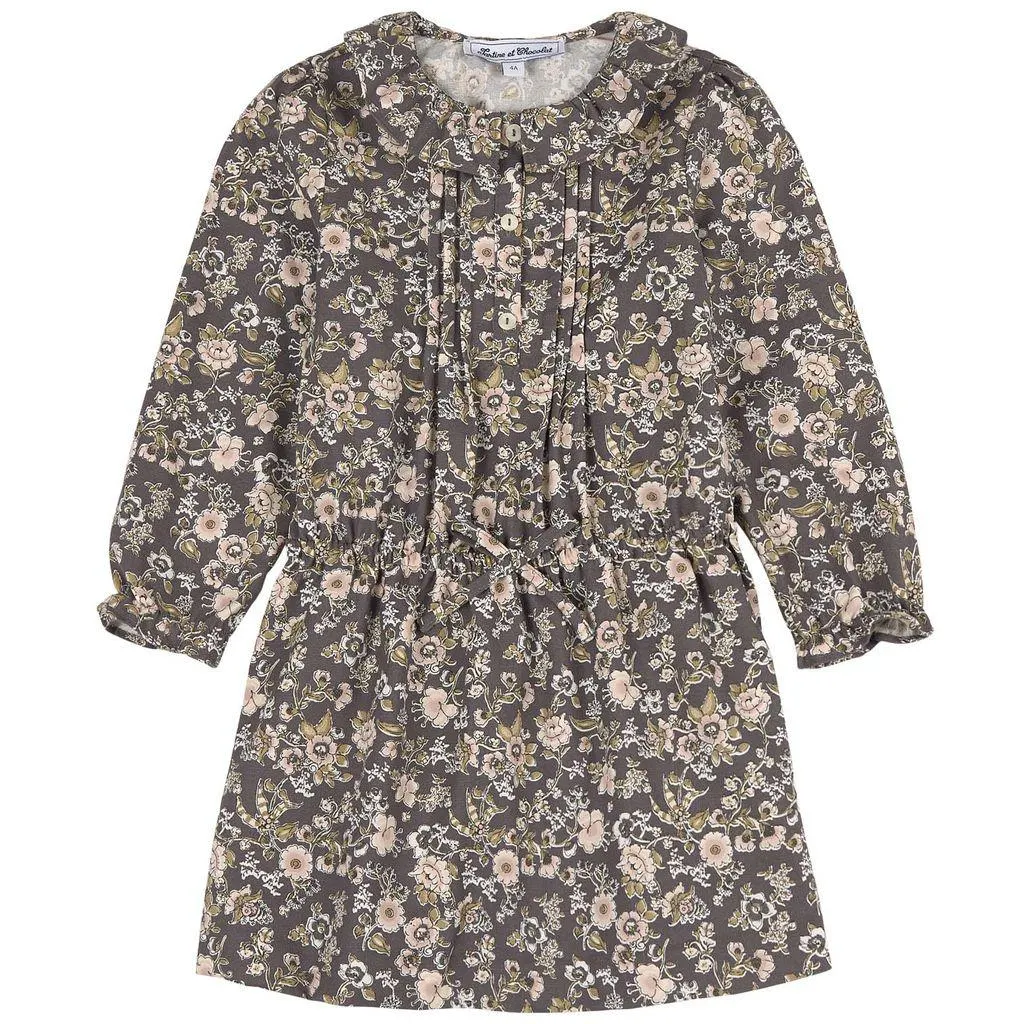 Blomstret Kjole Grå