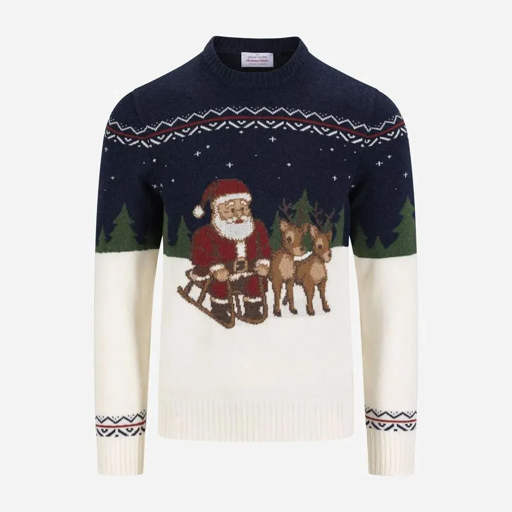 Christmas Sweater - Santa Blue-white
