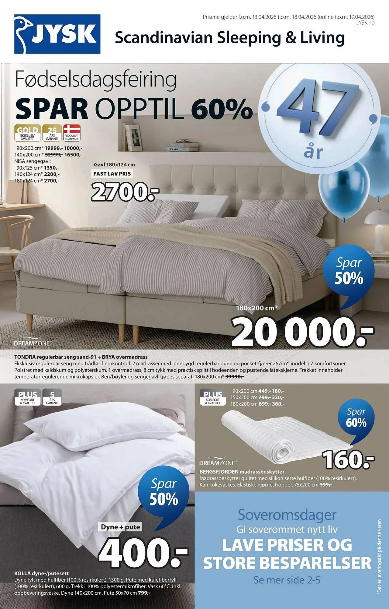 JYSK kundeavis fra 13. april til 19. april 2026 - kundeavisside 1