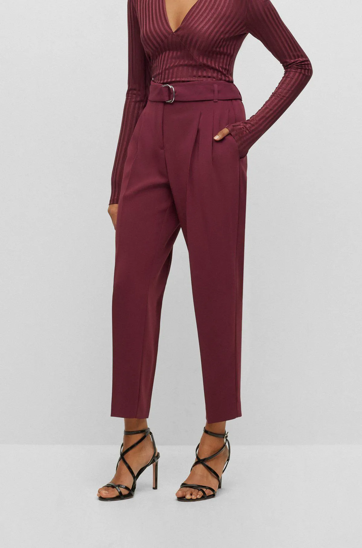 Cropped regular-fit trousers in Japanese crepe