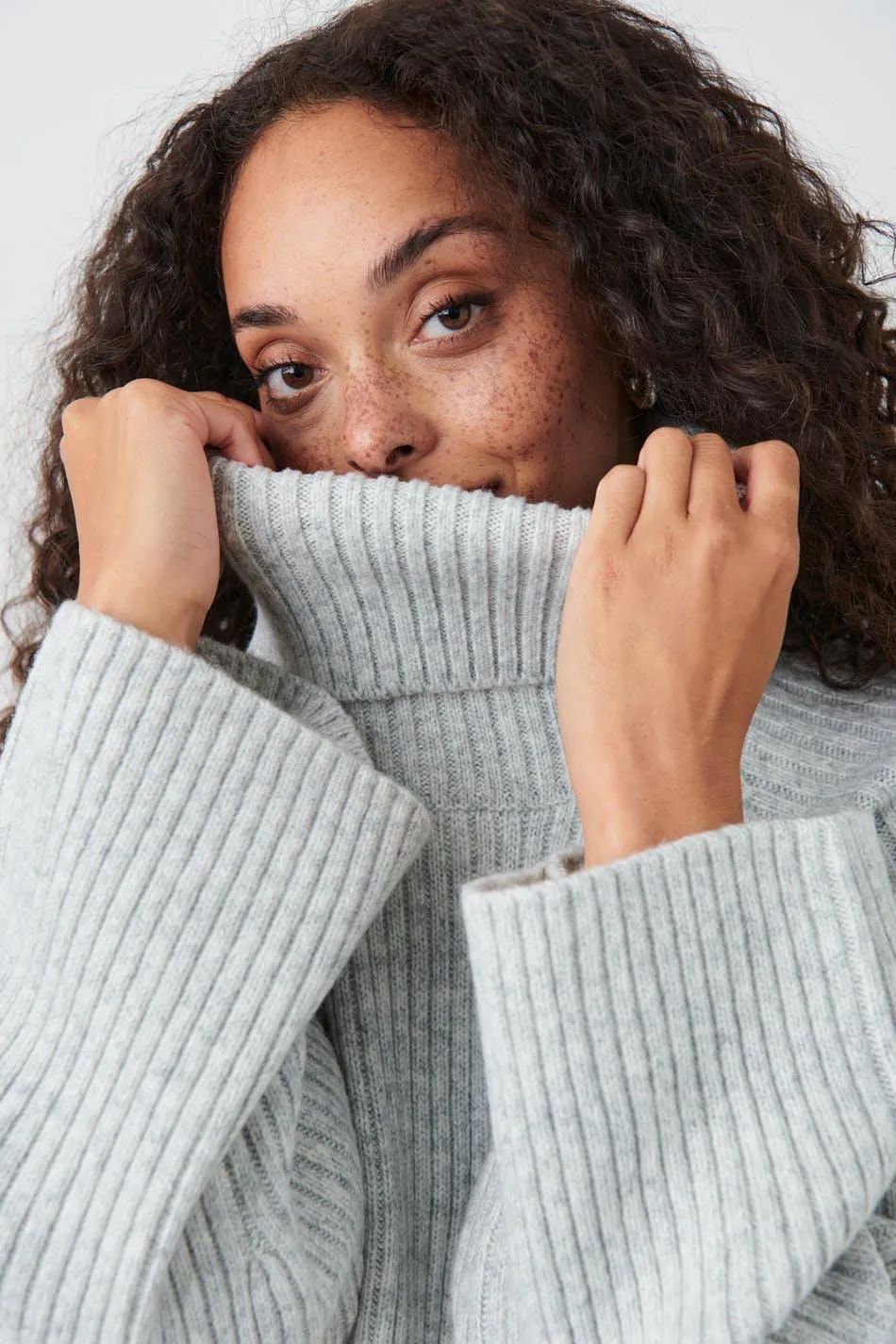 Roll-neck knitted sweater