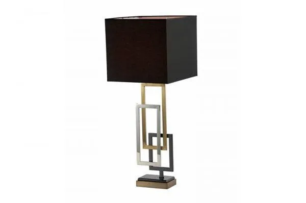 Bord lampe Sevilla gull h90cm med 35cm firkant sort skjerm