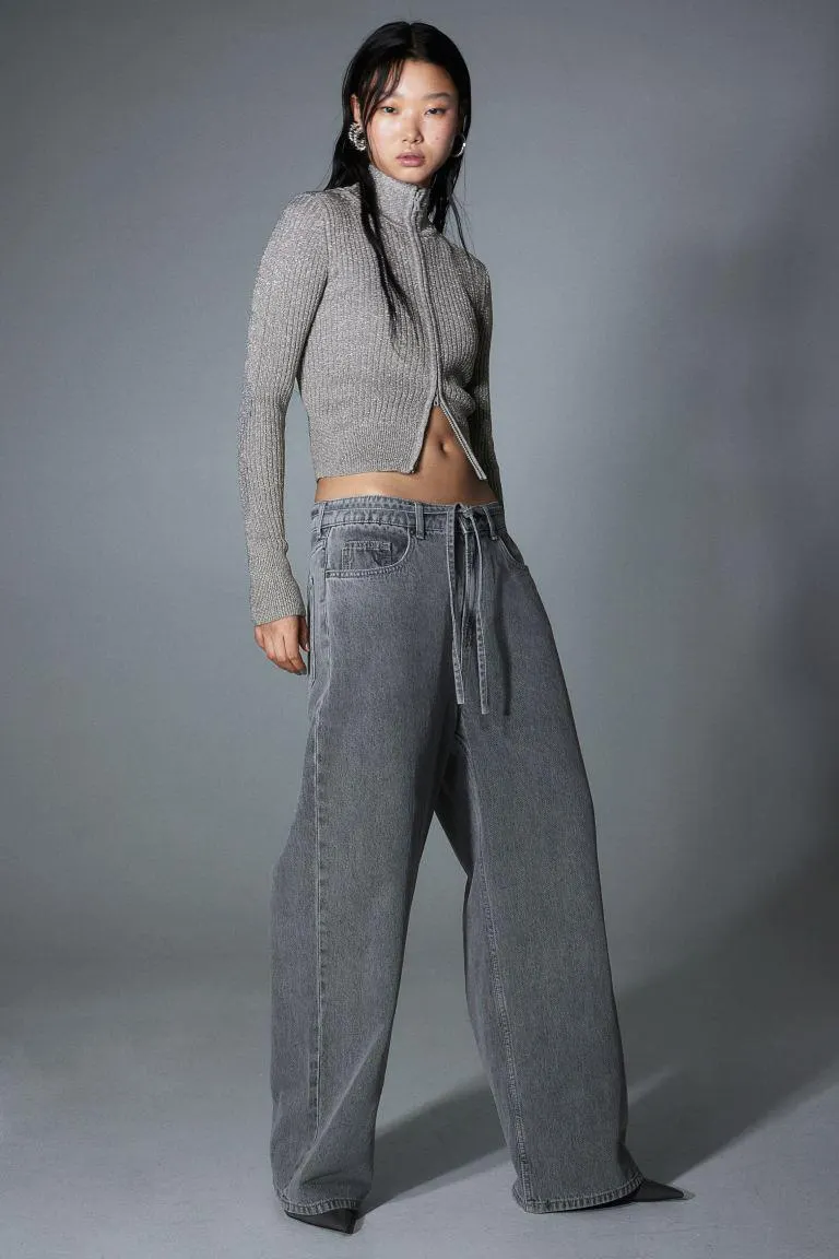 Glitrende cardigan med glidelås