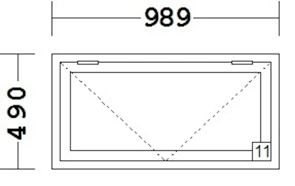 TOPPHENGT VINDU HVIT 989X490 HVIT PARTI