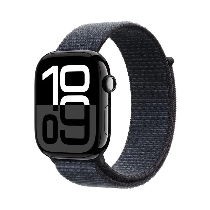 Apple Watch Series 10 GPS 46mm Jet Black Aluminium med Ink Sport Loop