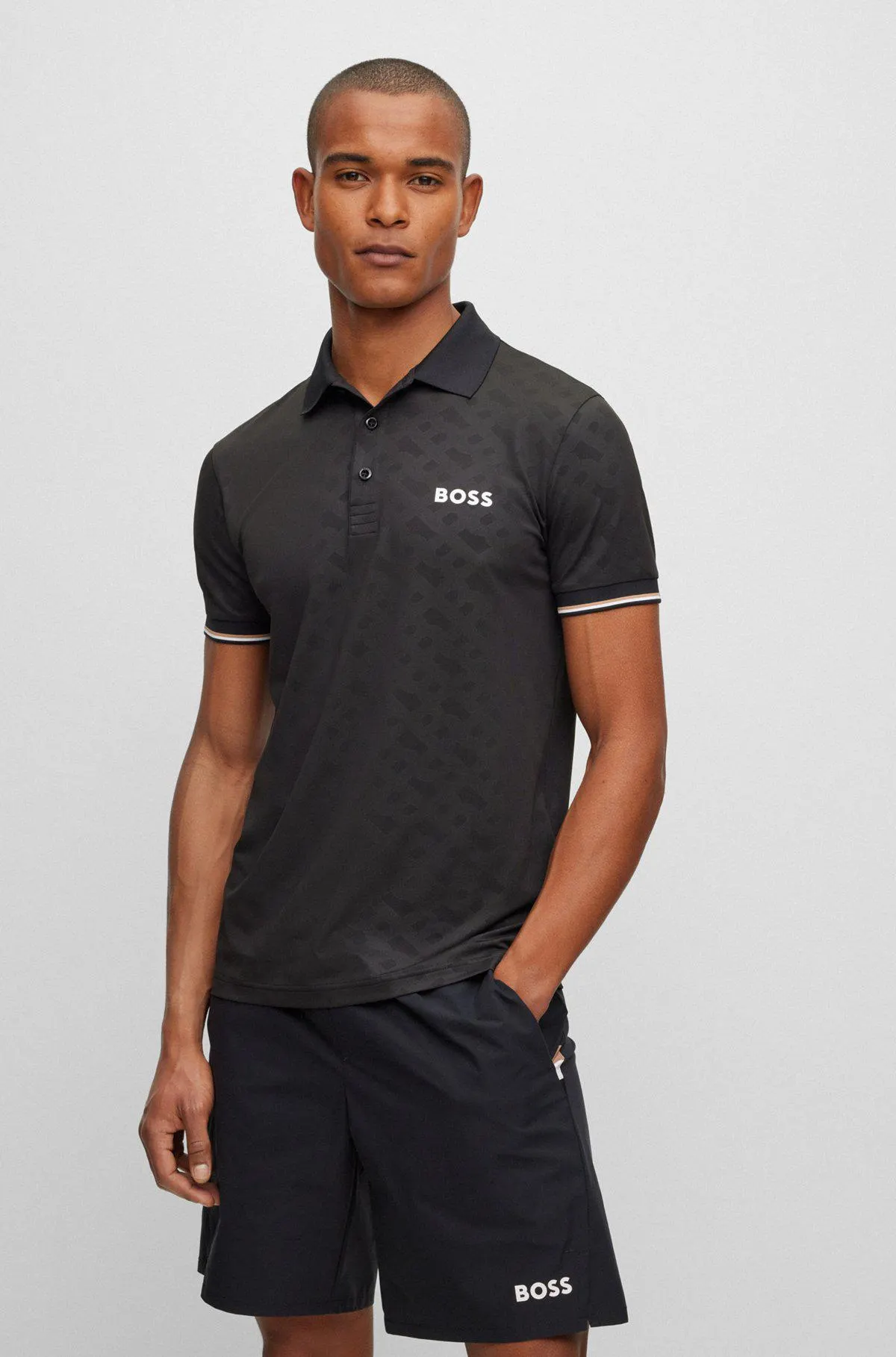 BOSS x Matteo Berrettini slim-fit polo shirt with monograms