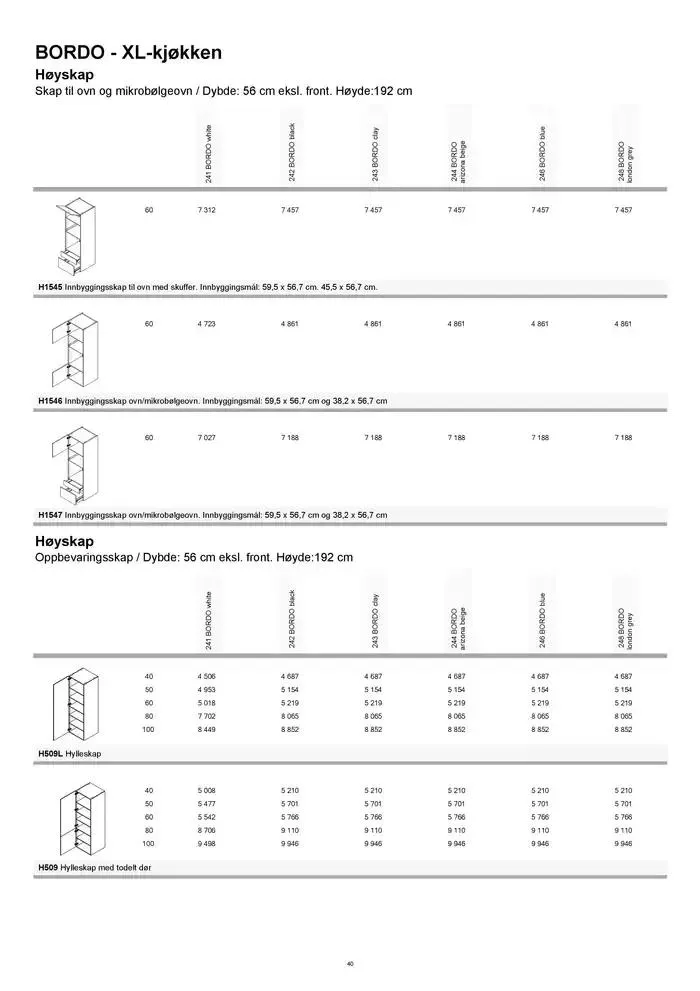 kvik kjøkken Prisliste. fra 1. januar til 31. desember 2025 - kundeavisside 40