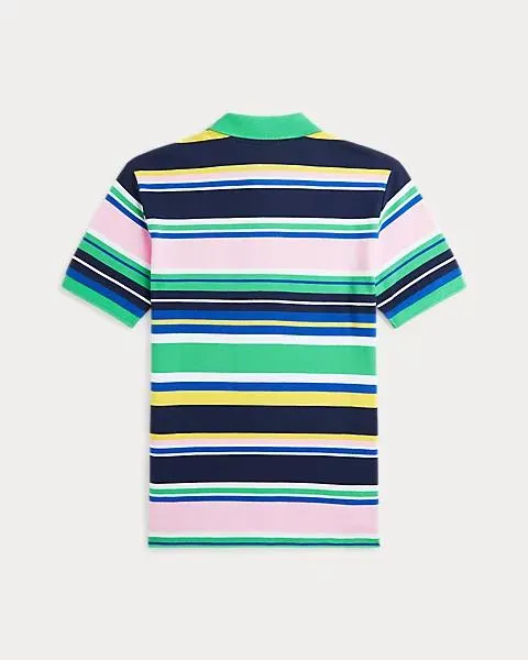 Striped Cotton Mesh Polo Shirt