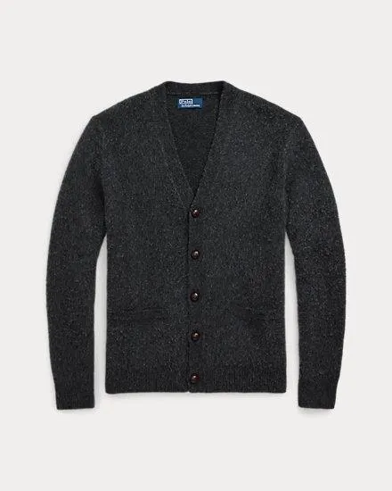 Suede-Patch Wool-Cashmere Cardigan