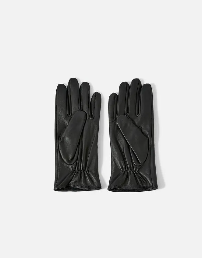 Luxe Star Leather Gloves Black