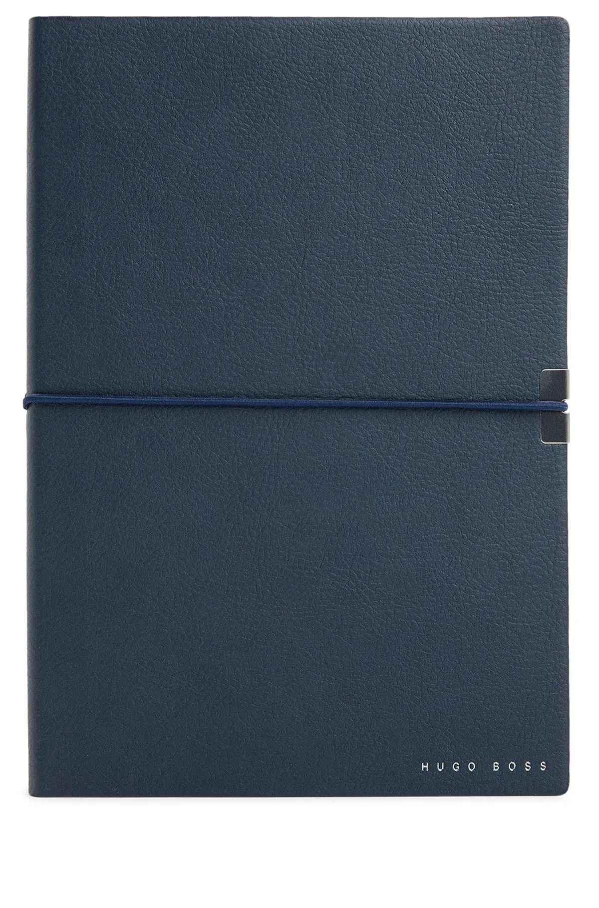 A5 navy faux-leather notepad