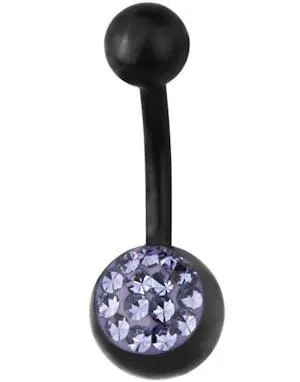 Svart Navlepiercing med Lilla Sten