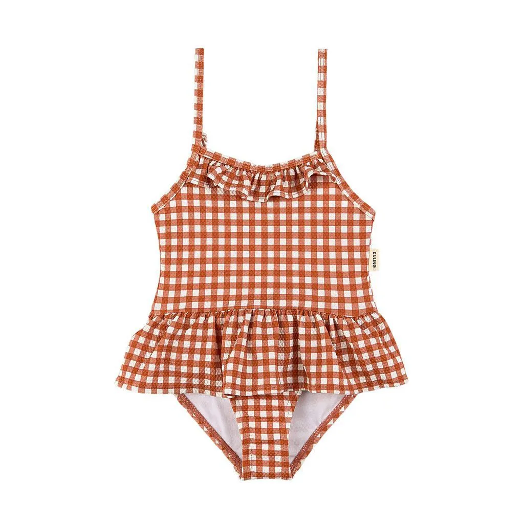 Biarritz Gingham Badedrakt Rust