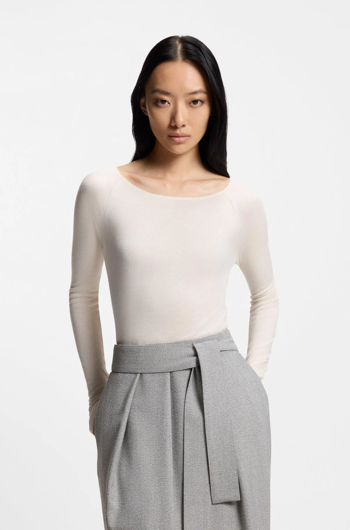 Double-layered jersey top in sheer jersey