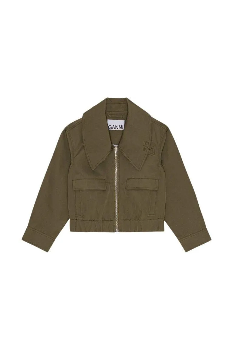 Heavy Twill Wide Collar Short Jacket – Grønn