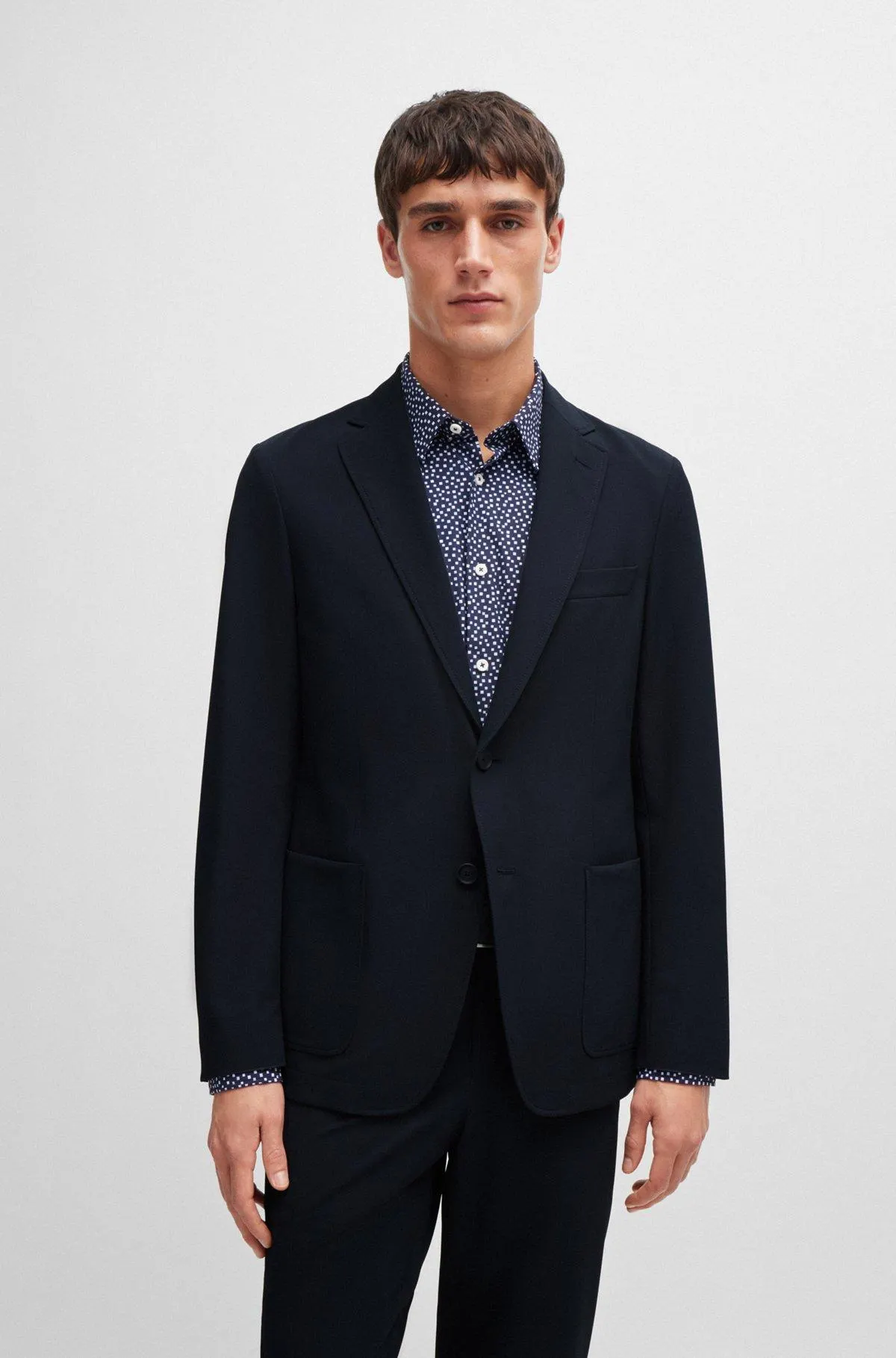 Slim-fit jacket in wrinkle-resistant performance-stretch fabric