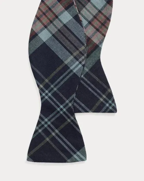 Indigo Plaid Bow Tie