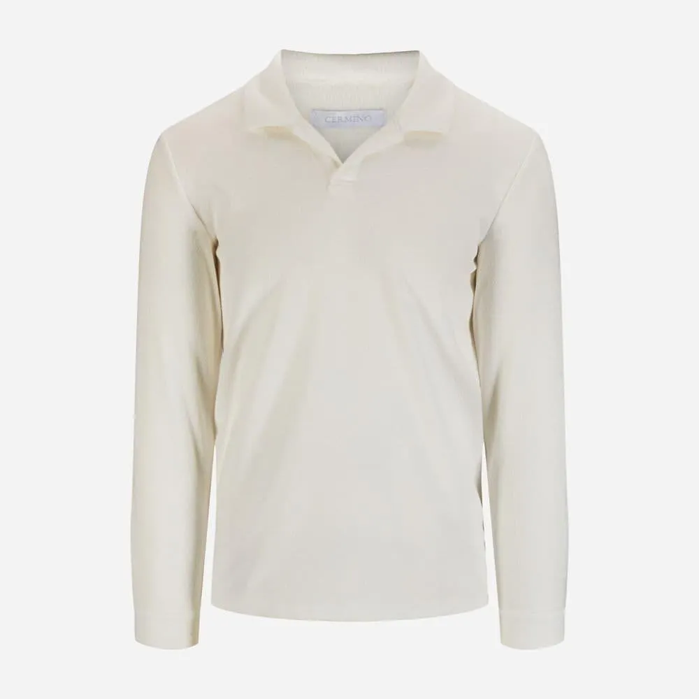 Riviera Terry Polo Long Sleeve - White