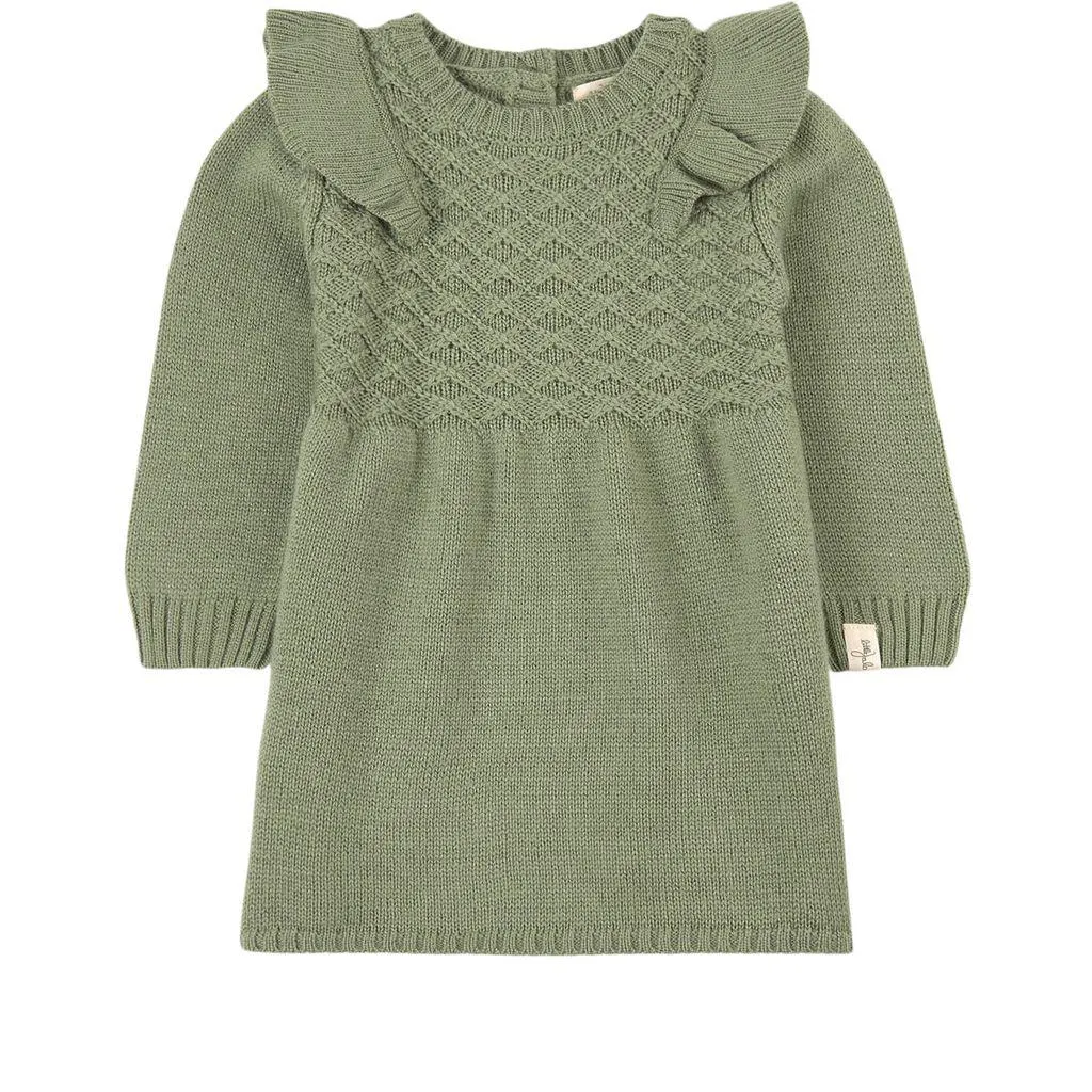 Flounce Strikketkjole Khaki