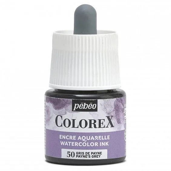 Colorex Watercolor Ink 45 ml Paynes Grey – boks med akvarellblekk og pipette