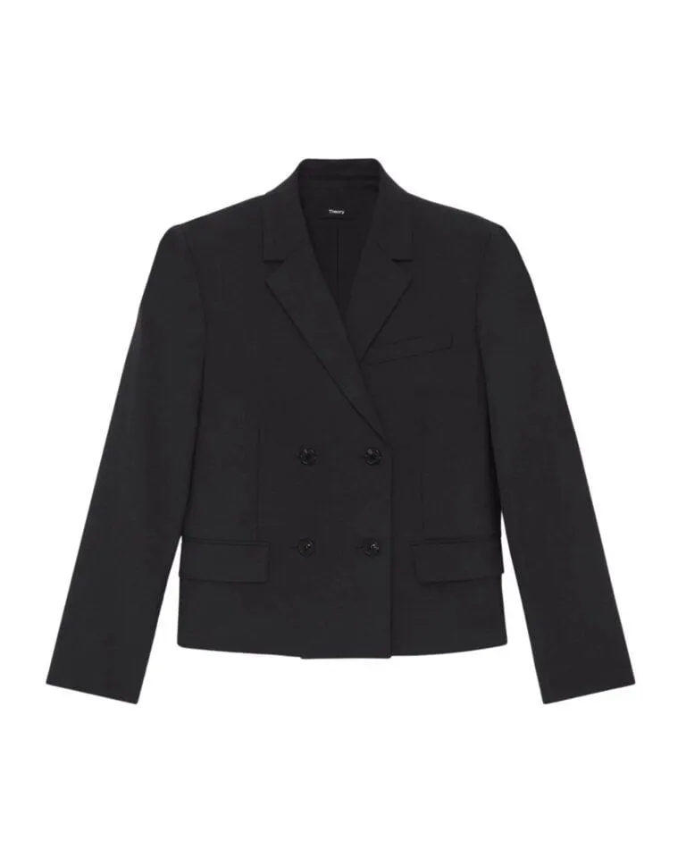 Double-Breasted Wool Blazer – Grå