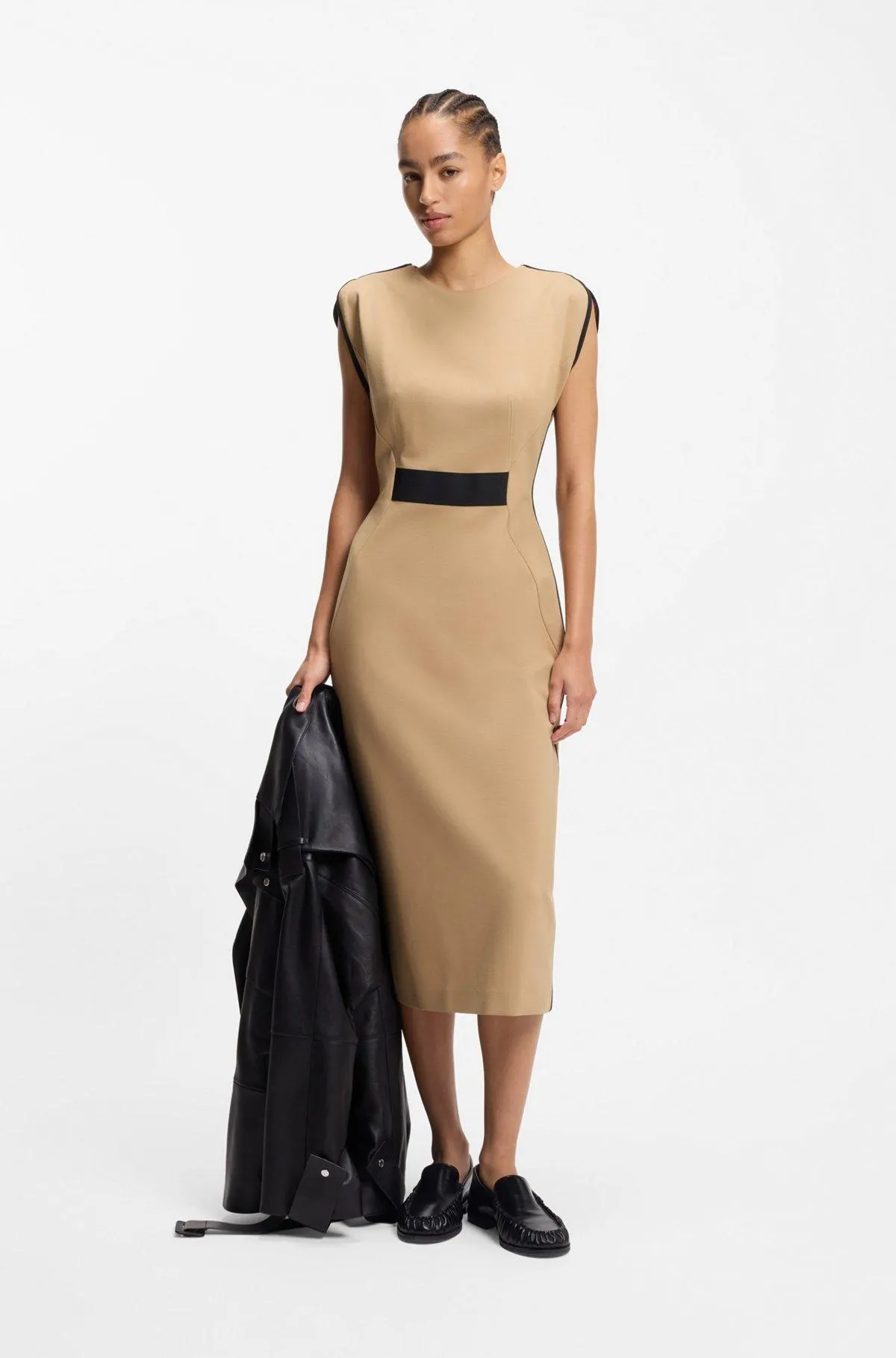 Stretch-jersey dress with waistband detail