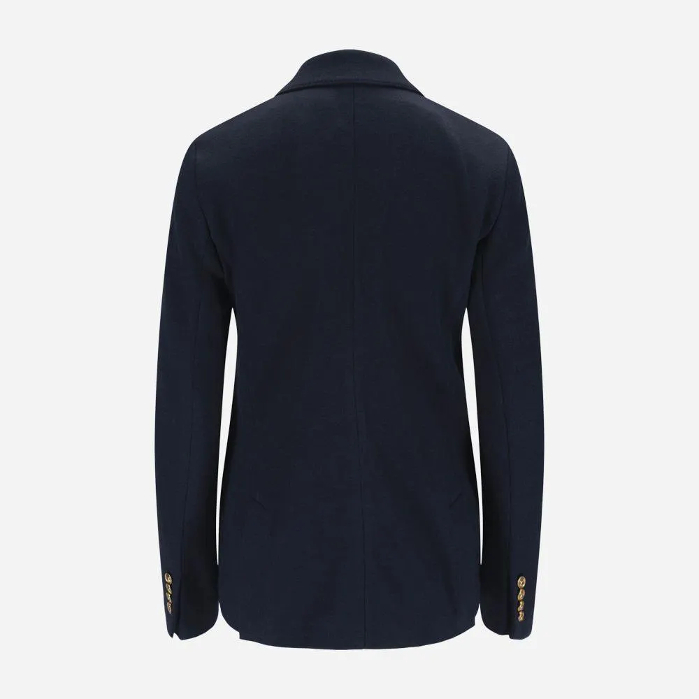 Double Breasted Knit Blazer - Park Avenue Navy