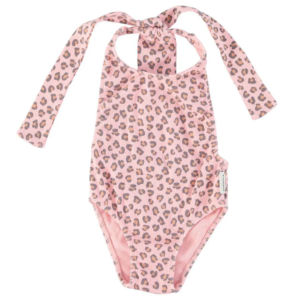 Leopardmønstret Badedrakt Lyserosa