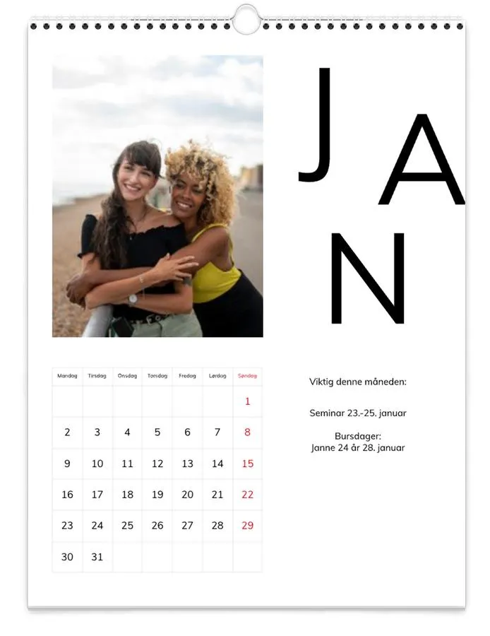 Veggkalender | Stor (A3) | Bokstaver