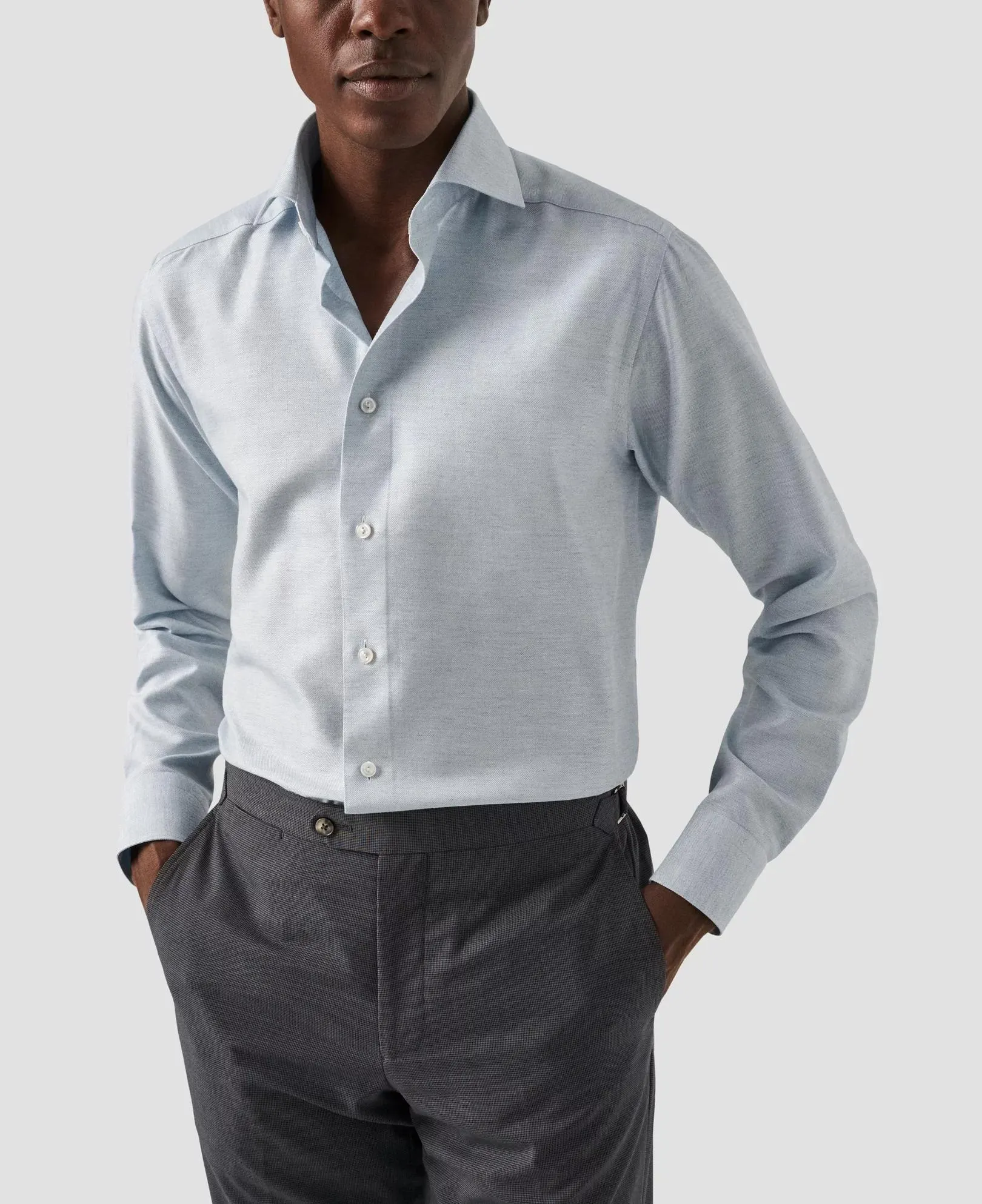 Light Blue Cotton Cashmere Silk Shirt