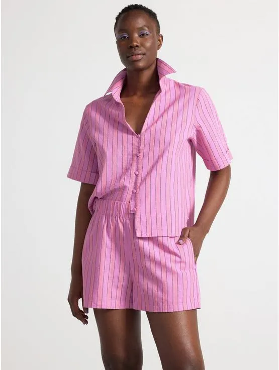 Kortermet skjorte i linblanding