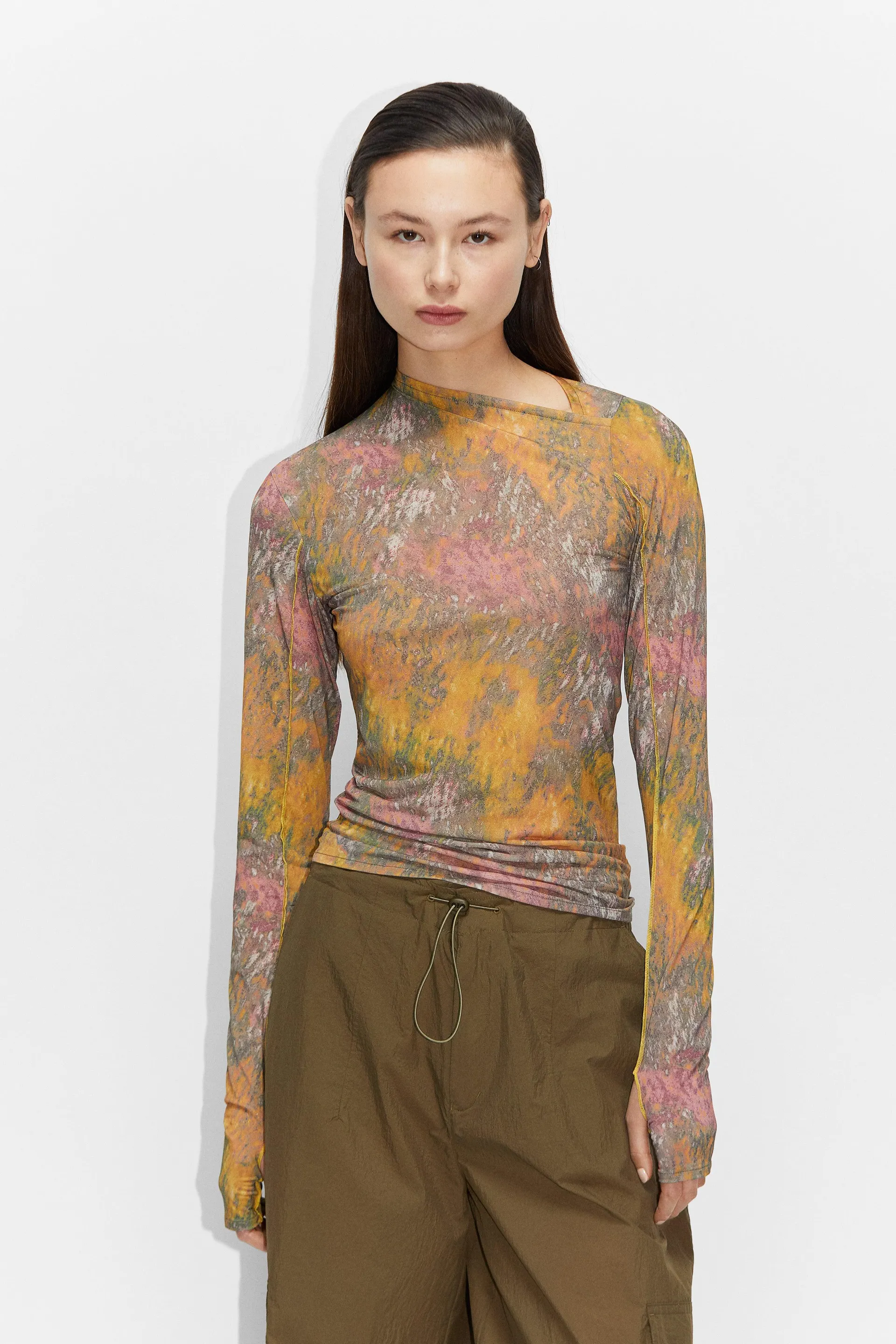 Long-sleeve Asymmetrical Top