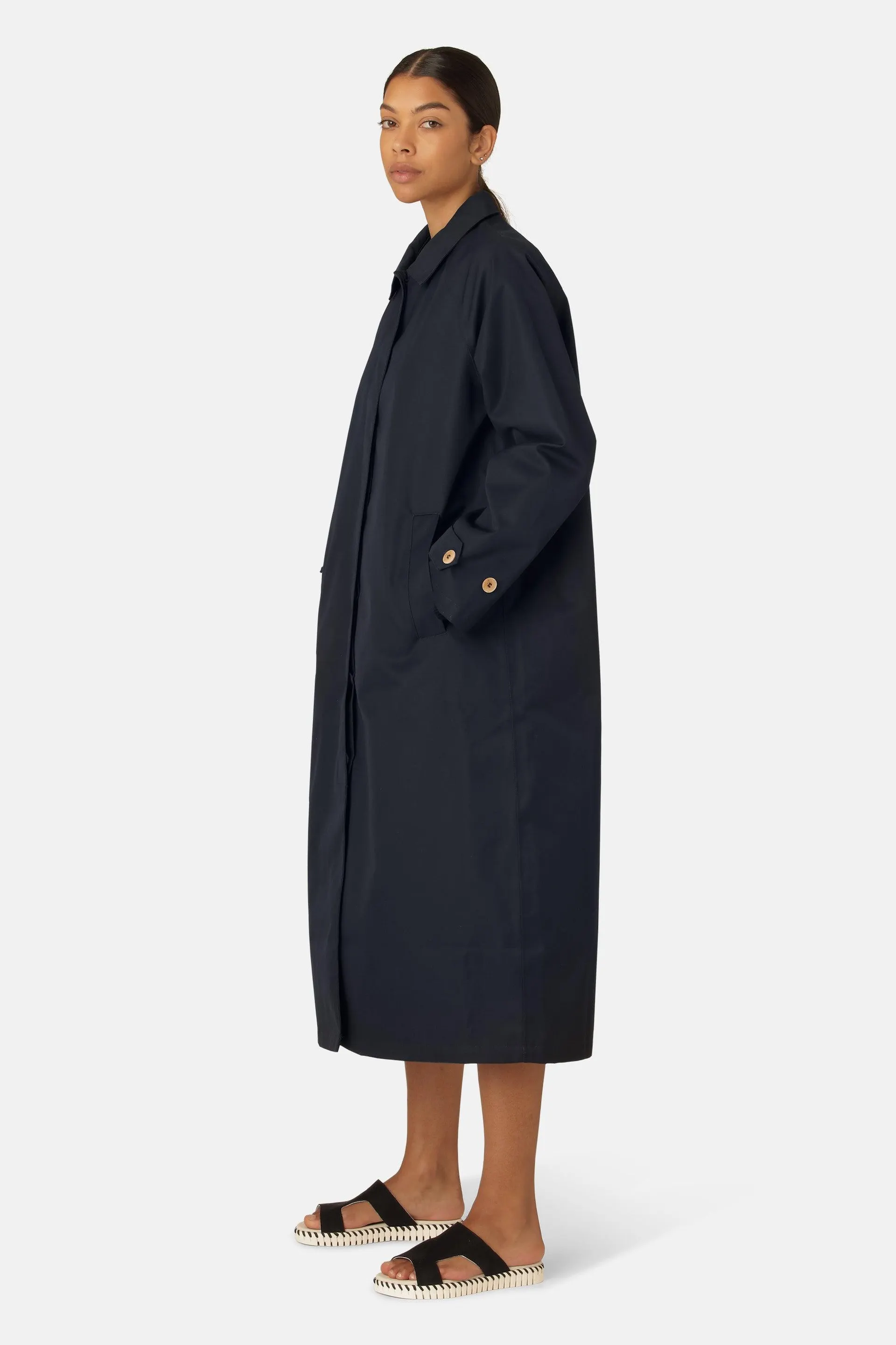 Cotten Rain Coat - Dark Indigo