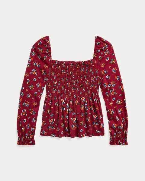 Floral Smocked Cotton Jersey Top