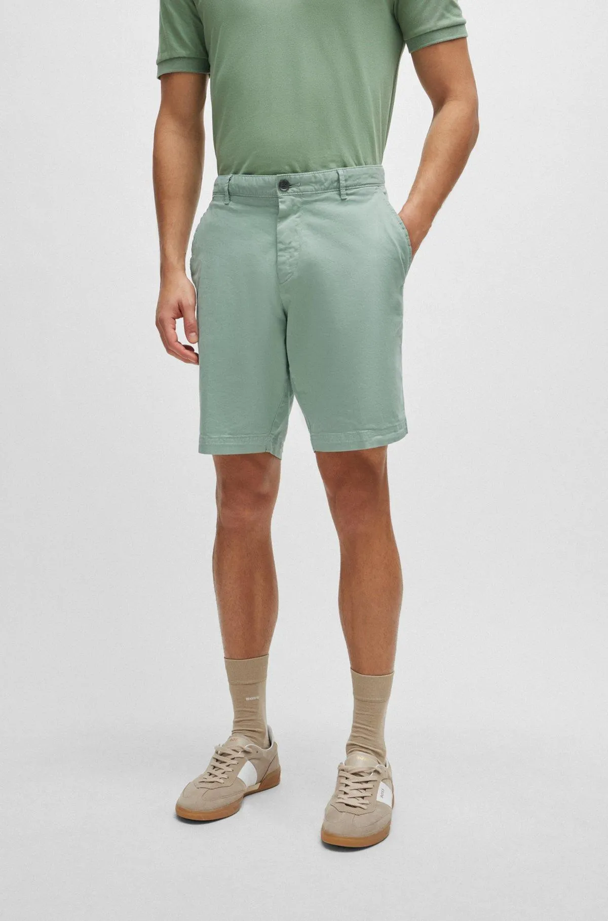 Slim-fit shorts in stretch-cotton twill