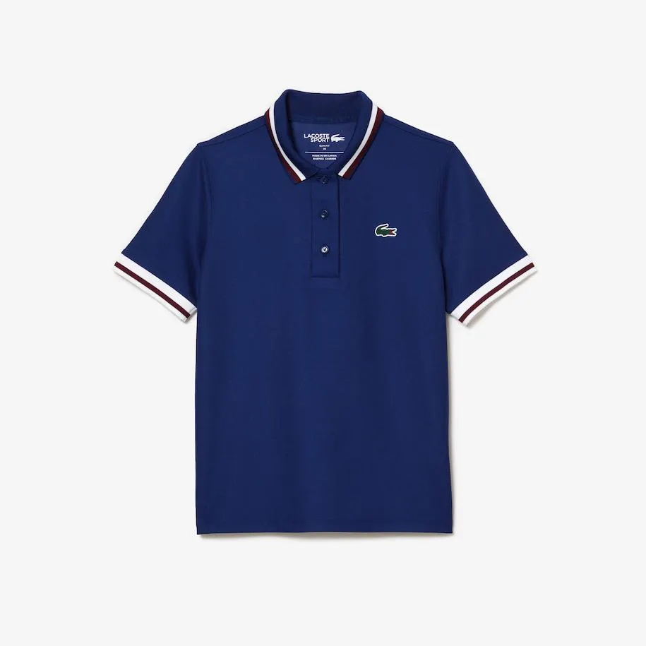 Piqué Sport Polo Shirt with Contrast Striped Collar