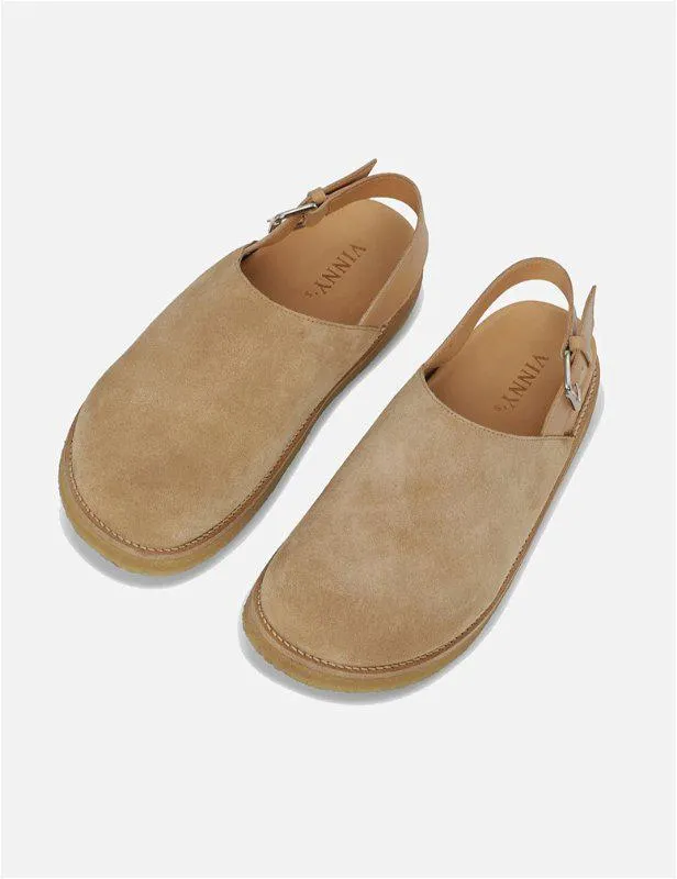 Strapped mule suede beige sandaler