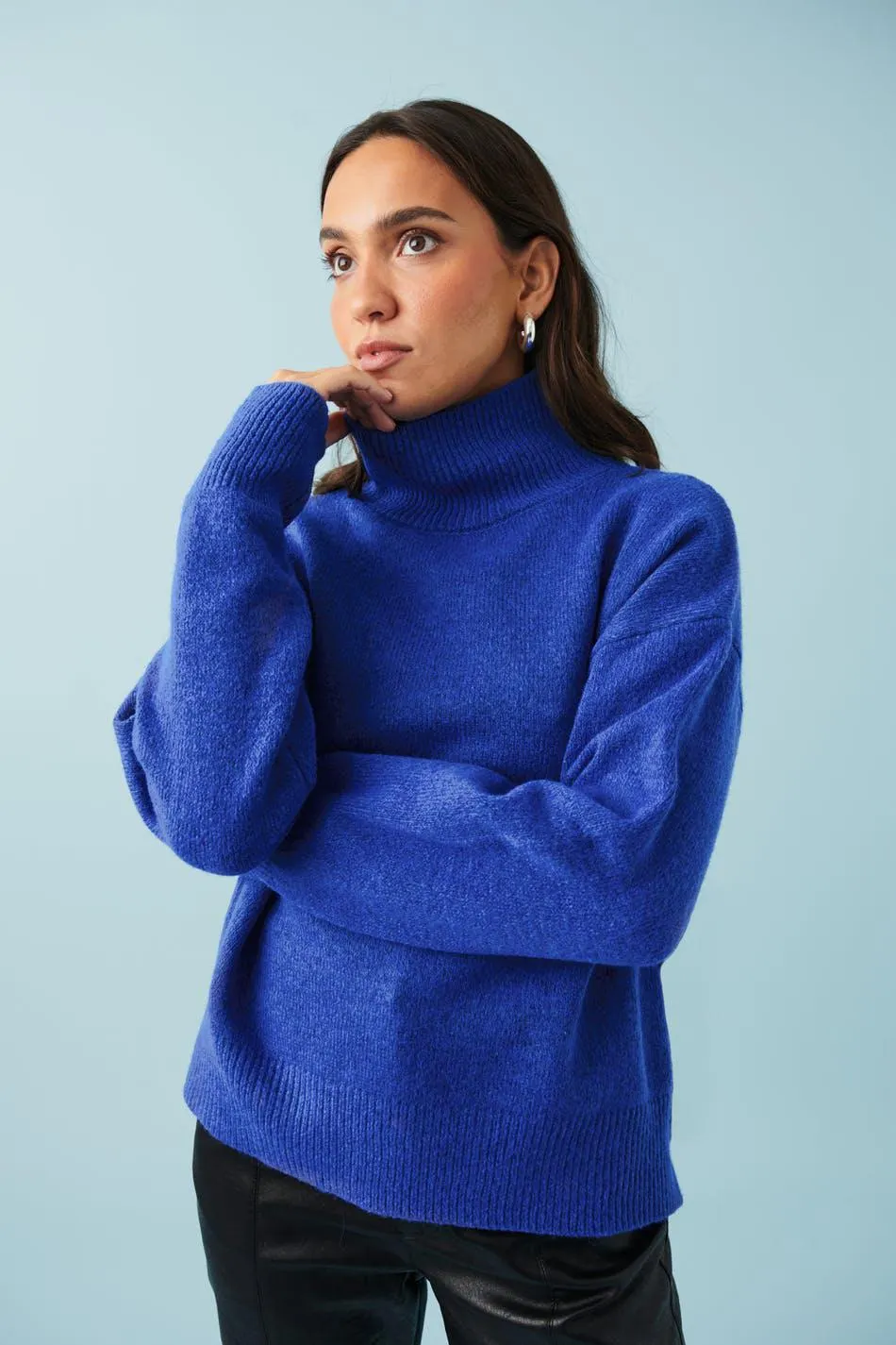 Funnel neck knit sweater