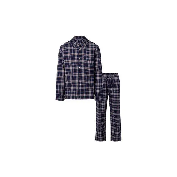 Checked Flannel Pajama Set, blue multi check