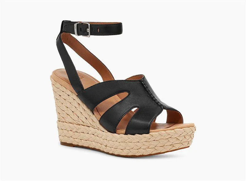 Careena Wedges Black Leather