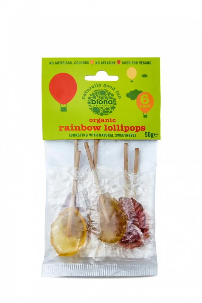 Biona rainbow lollipops 6 stk