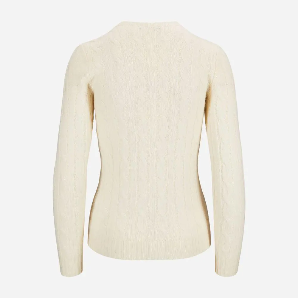Cable Knit Cashmere Crewneck Sweater - Cream